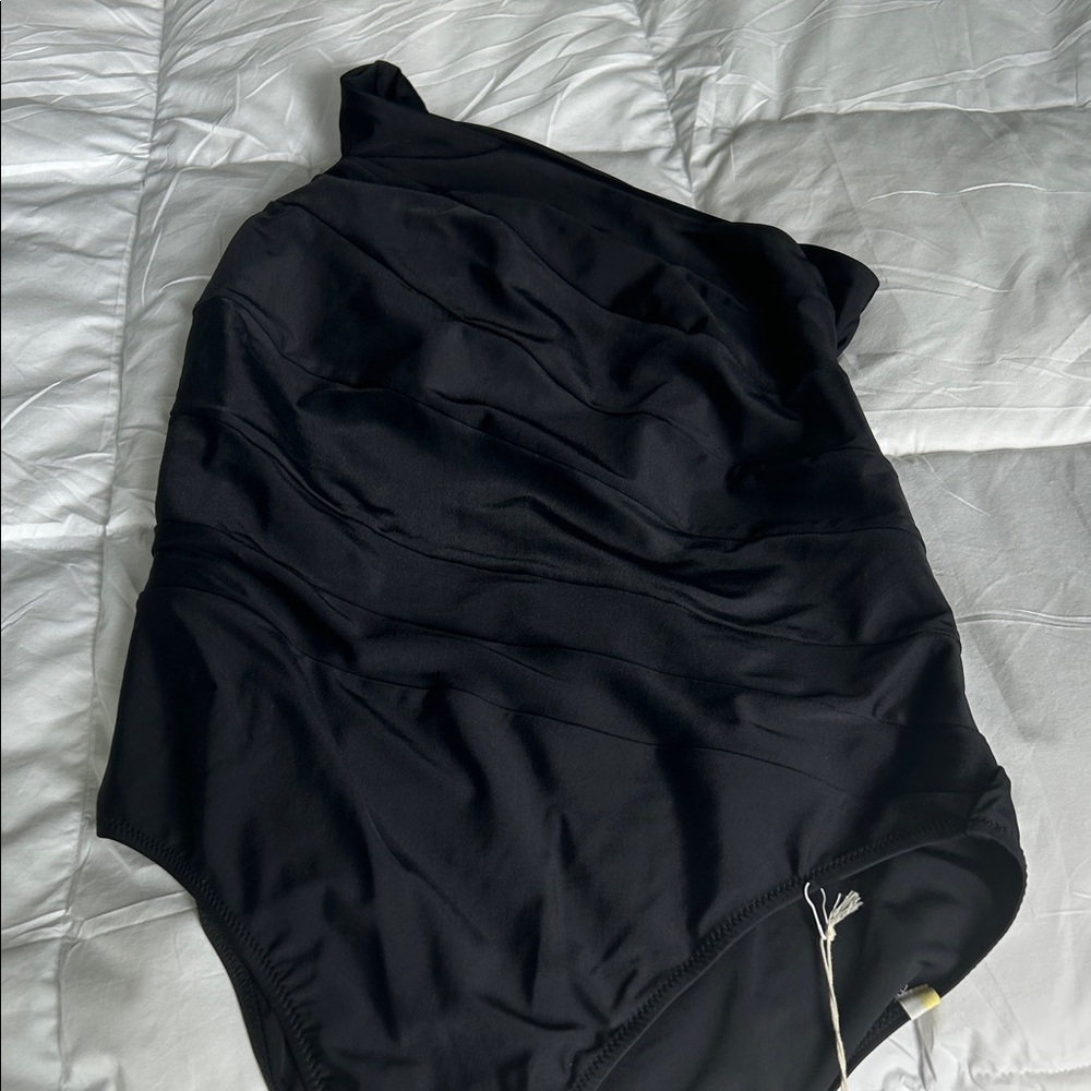 Summersalt Black One-Shoulder Swim One Piece